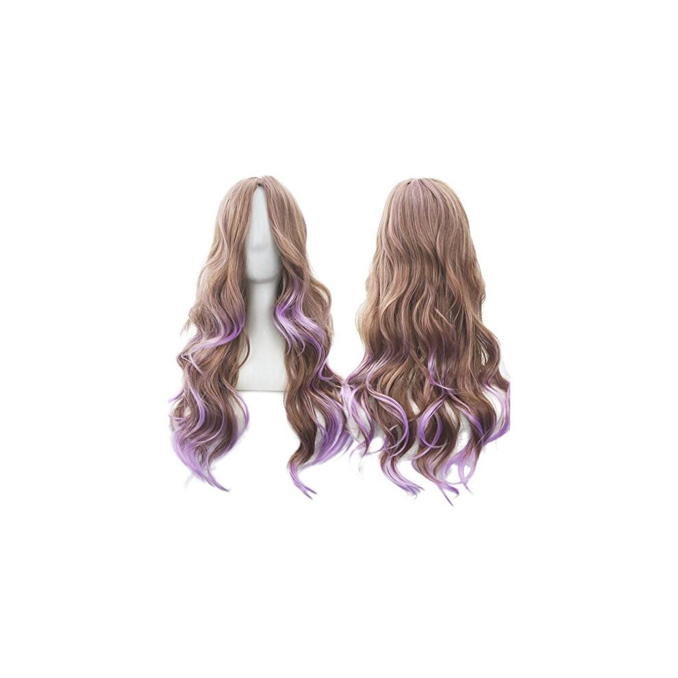 Long Curly Wig for Women 28 Inch P1B/30 Heat Resistant Synthetic Hair for Cosplay and Party