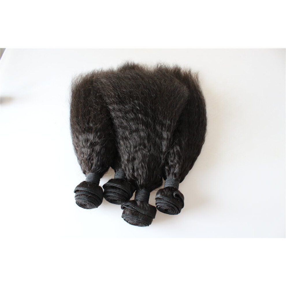 Unisex Brazilian Kinky Straight Human Hair Bundles 14 16 Inch Natural Color Dyeable Full Volume Weft