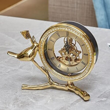 Elegant Copper Bird Branch Desk Clock with Silent NonTicking Transparent Movement for Living Room