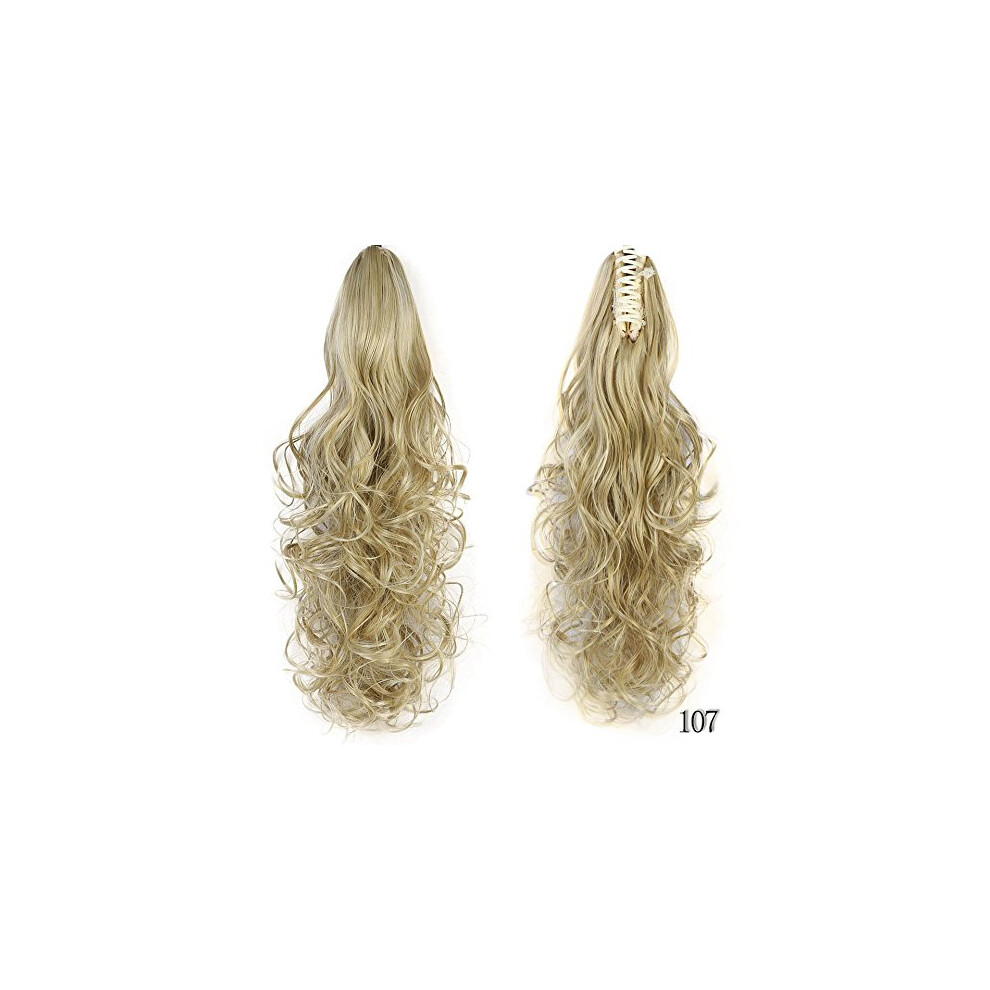 Unisex 22 Inch Curly Clip In Ponytail Extension Synthetic Long Hairpiece With Claw Clip For Instant Volume