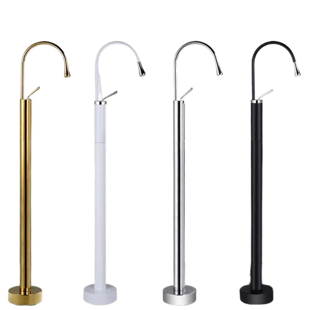 Gold Bathroom Faucet Brass Floor Standing Bathtub Basin Mixer Tap With Long Spout 9174973378259