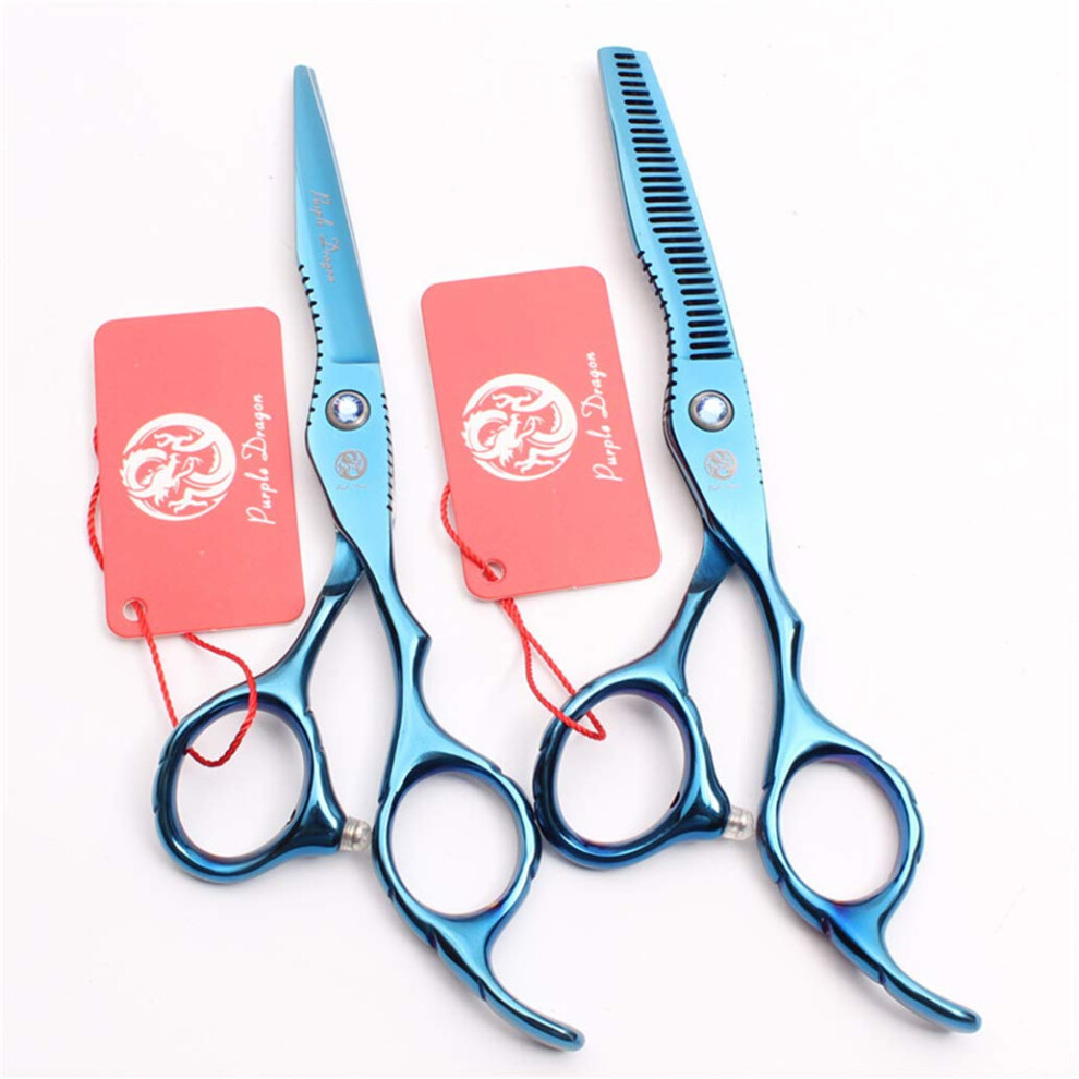 Professional Hair Cutting Scissors Kit 6.0 Inch Blue Shears with Razor Sharp Blades and Comfort Grip