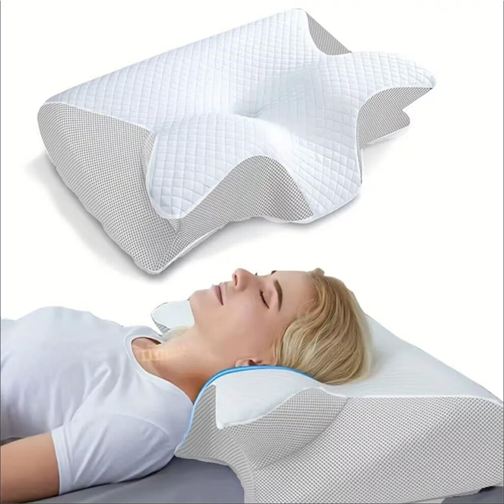 Memory Foam Cervical Pillow for Neck Pain Relief, Ergonomic Contour Design with Washable Cover