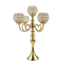 Crystal Candelabra Candle Holders with Romantic Floral Design for Wedding and Dining Table Decor