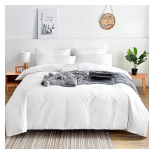 Twin Cotton Duvet Cover Set 100% Washed Breathable Soft Bedding with Hidden Zip Closure and Corner Ties