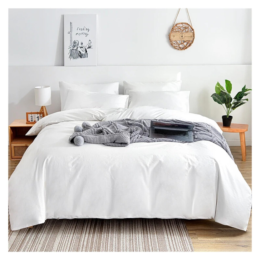 Twin Cotton Duvet Cover Set 100% Washed Breathable Soft Bedding with Hidden Zip Closure and Corner Ties