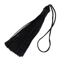 Silky Handmade Black Tassel Cord with Loop for Jewelry Making, DIY Crafts and Bookmarks