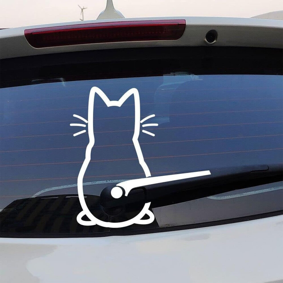 Funny Cat Car Rear Wiper Decal Vinyl Cute Tail Window Sticker For Cars Type2 White 9174973379522