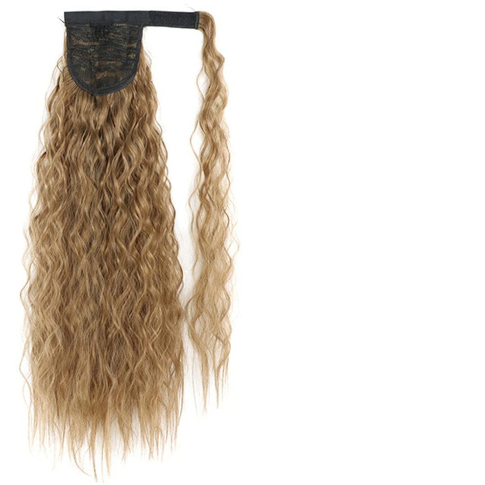 Unisex Brown Synthetic Ponytail Hair Extension 22 Inch Ombre Blonde Long Wavy Clip In Hairpiece For Volume And Length