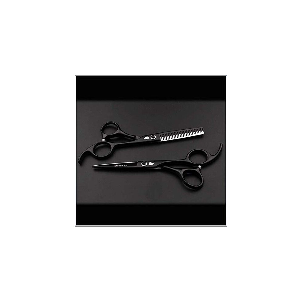 Hairdressing Scissors 5.5 Inch Stainless Steel Barber Shears Black for Salon and Home Use