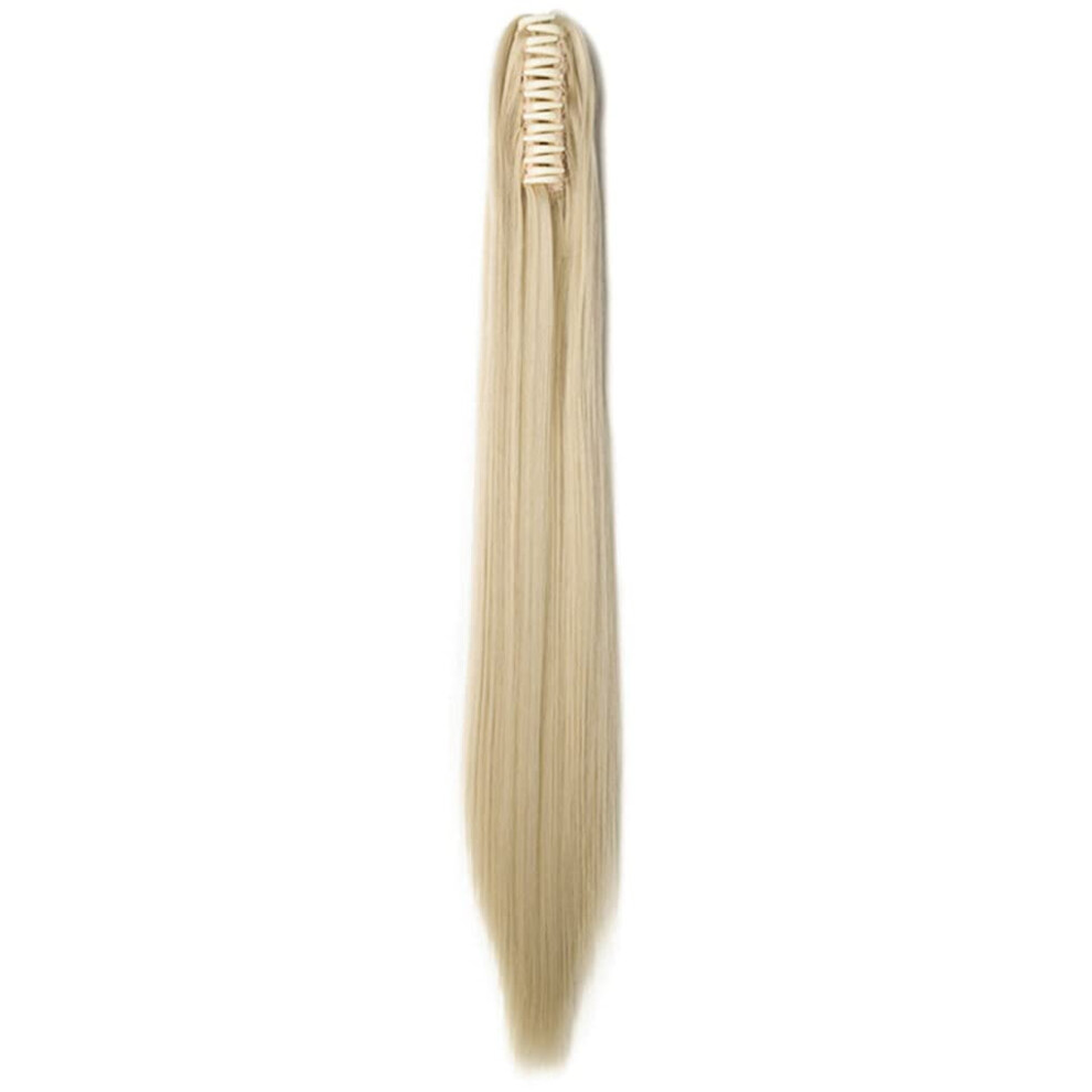 Unisex Bleach Blonde Wavy Claw Clip Ponytail Hair Extension, Synthetic Heatresistant 1826 Inch