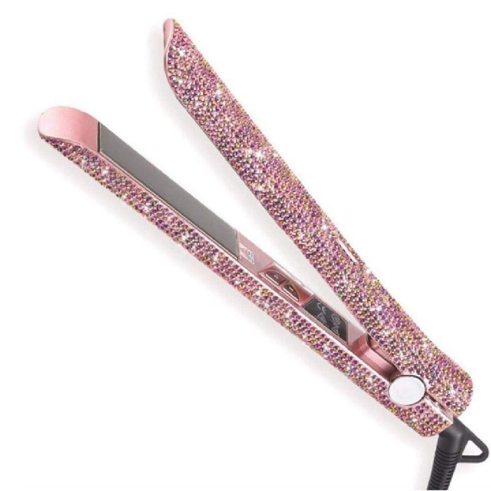 Titanium Flat Iron with LCD Display, 2 in 1 Straightener and Curler, Fast Heat Up, Frizz Control