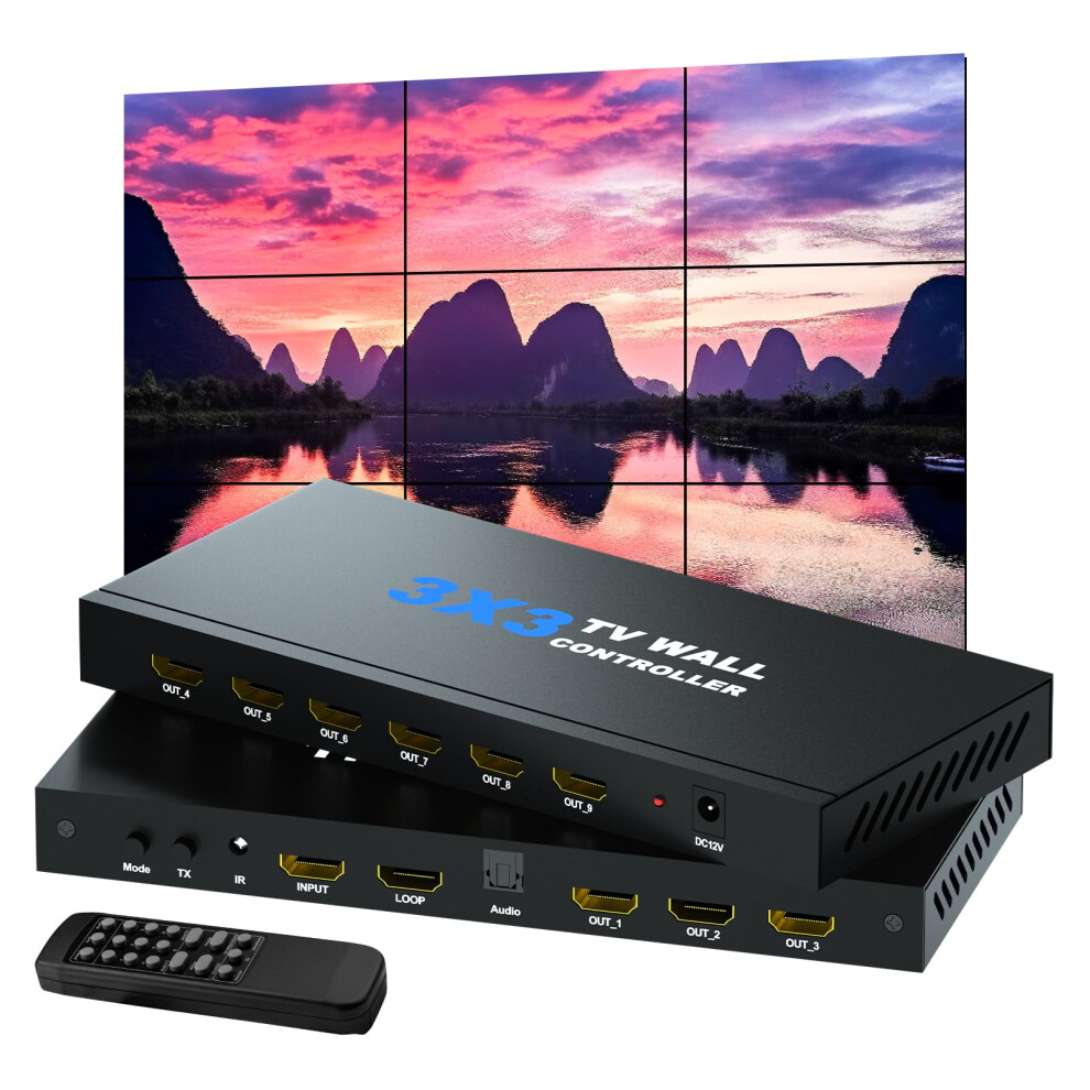 3X3 Video Wall Controller 4K Input 1080P Hdmi Output For 9Screen Tv Display With 180 Rotation And 14 Splicing Modes 9164114090676