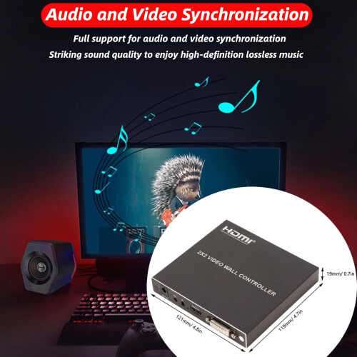 2x2 HDMI Video Wall Controller 4K, Ultra HD 4 Channel Processor with 180 Rotation and Remote Control 2