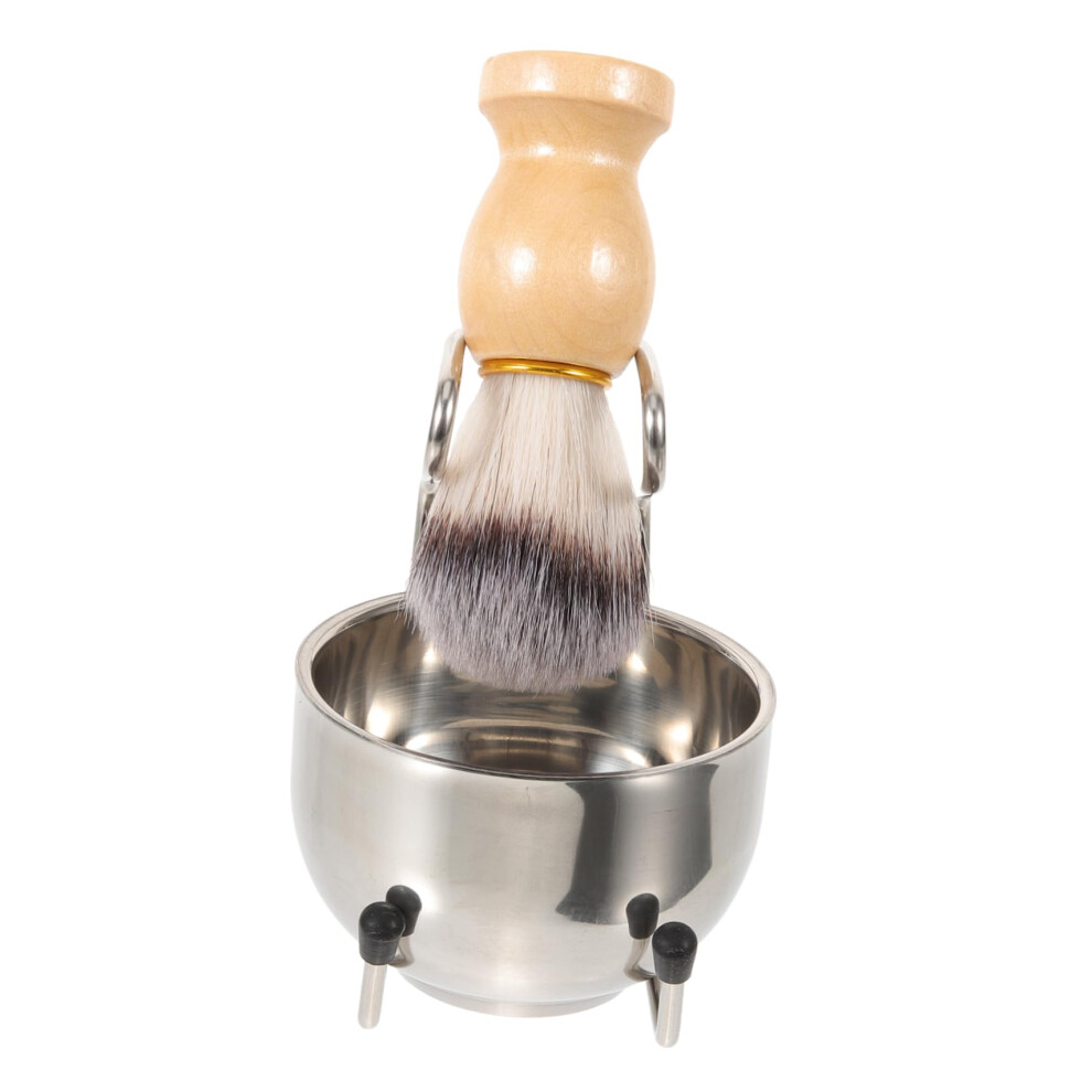 Shaving Brush Set with Bowl and Stand, Traditional Wet Shaving Kit for Men, Ergonomic Grip