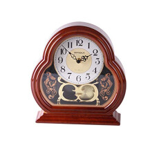 Vintage Wooden Mantel Clock Battery Operated with Silent Quartz Movement for Living Room Decor