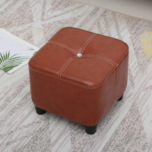 Brown Leather Ottoman Foot Stool with Anti Slip Base for Living Room or Bedroom H35CM