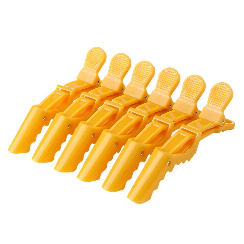 6pcs Hair Sectioning Clips Doublemouth NonSlip Claw for Precise Styling and Coloring Yellow