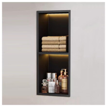 Waterproof LED Shower Niche Matte Black Stainless Steel Recessed Wall Shelf for Bathroom Storage