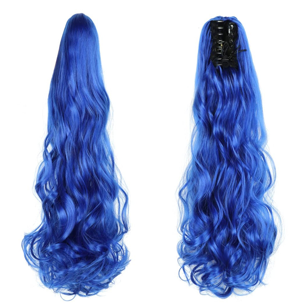 Unisex Blue 22 Inch Synthetic Ponytail Extension Clipin Hair Piece Sh88 For Instant Volume And Style