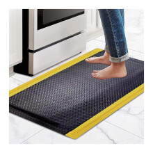 Anti Fatigue Mat 90x150CM Non Slip Waterproof Standing Desk Mat Black Yellow for Office and Warehouse