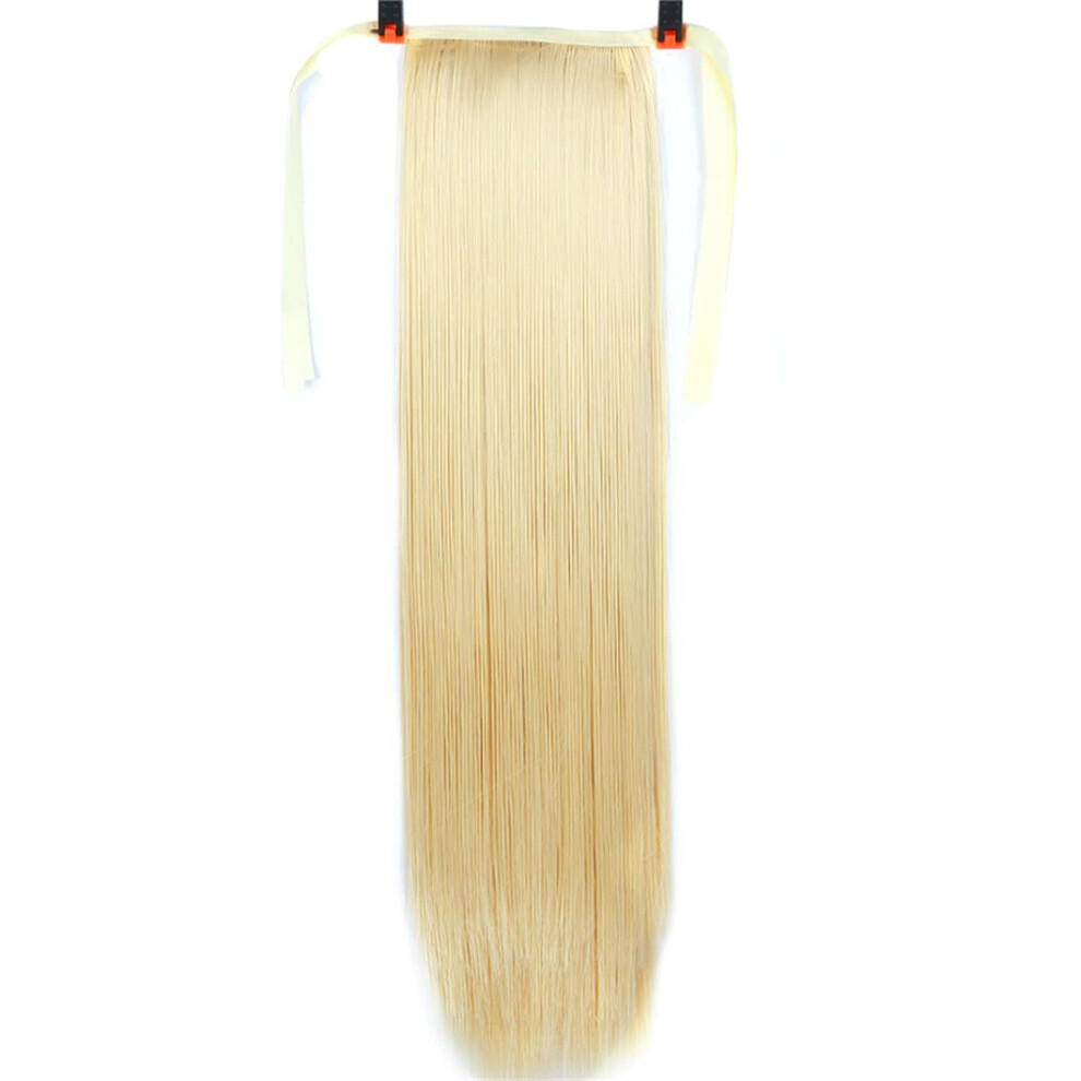 Unisex Ponytail Hair Extension 65Cm Heat Resistant Synthetic Long Straight Clip In Hairpiece Wig