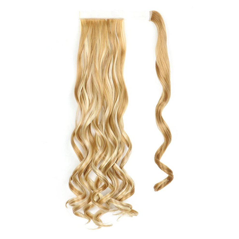 22 Inch Synthetic Wrap Around Ponytail Extension F276131 Blonde Highlight Heat Resistant Hairpiece