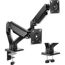 Beugel voor scherm - SENSE7 - DUBBELE HANG - Bureaubevestiging voor 2 monitoren 17-32'' - Zwart - Handmatige instelling