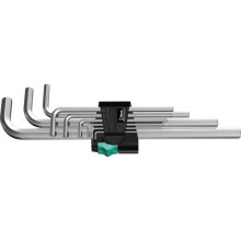 Wera 950 L/9 SM N 6 pans intérieurs Jogo de chaves hexagonais angulares 1.5 mm, 2 mm, 2.5 mm, 3 mm, 4 mm, 5 mm, 6 mm, 8 mm, 10 mm