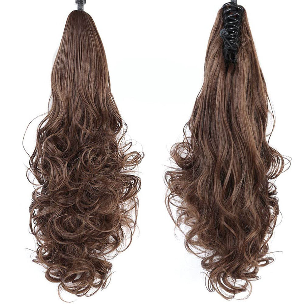 22 Inch Deep Wave Clip In Ponytail Hair Extension 2M30 Color Heat Resistant Synthetic 120g