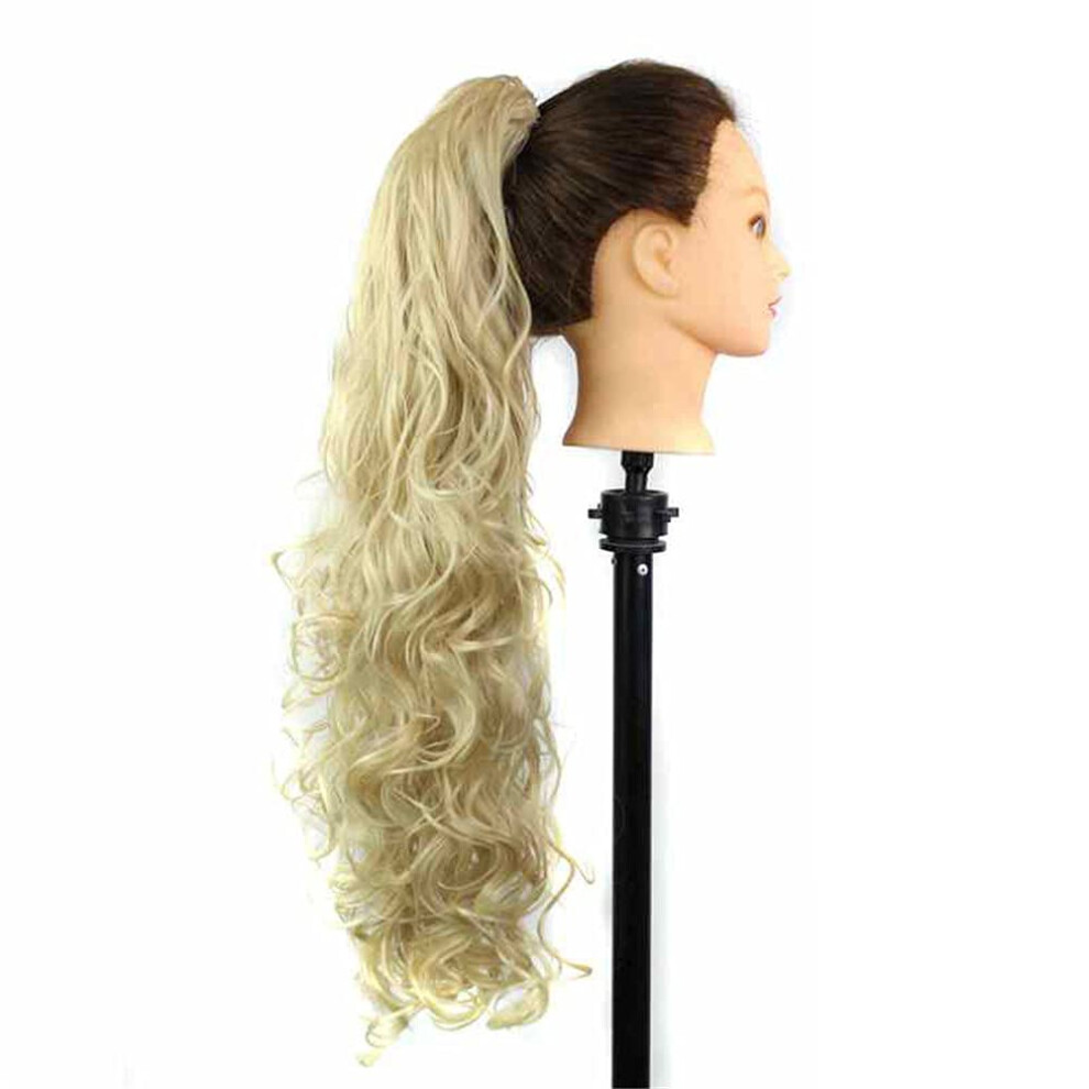 30 Inch Curly Clip In Hair Extension with Frosted Color Finish, Long Synthetic Ponytail Hairpiece