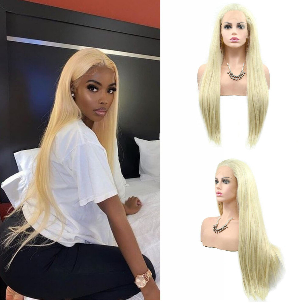 613 Blonde Lace Front Wig 26 Inch Straight Heat Resistant Synthetic Hair for Women