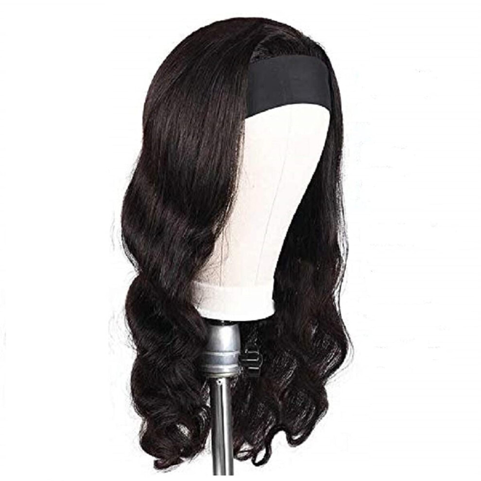 Unisex Long Curly Headband Wig 16 Inch Glueless No Lace Synthetic Hair With Full Volume Curls