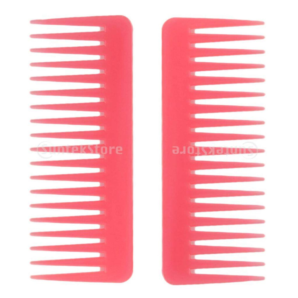 Wide Tooth Detangling Comb Pack of 2 Antistatic Plastic for Curly and Thick Hair Frizz Control