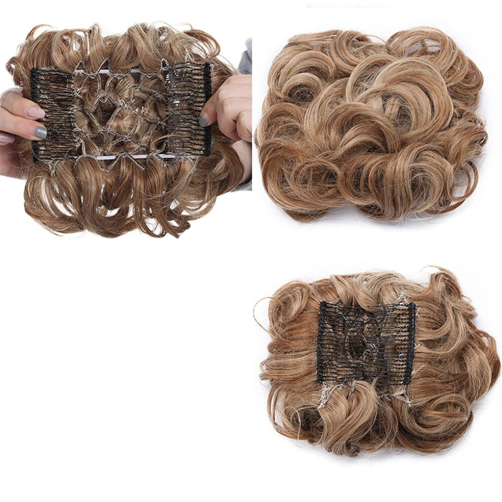 Unisex Synthetic Hair Big Bun Hairpiece For Women With Comb Clips, Instant Volume Boost Updo Extension