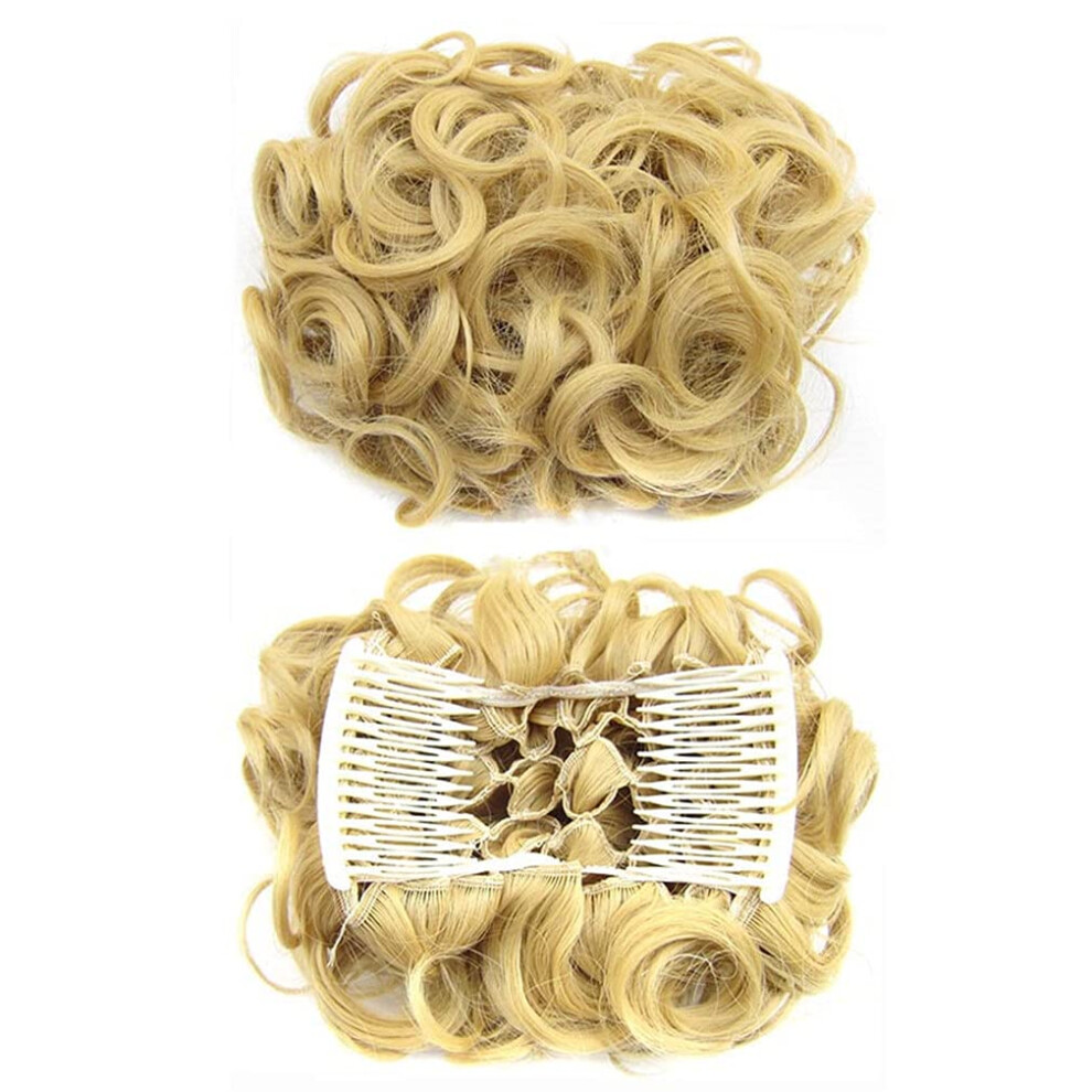 Hair Bun Extension with Combs, Synthetic Messy Bun Hair Piece for Women, Short Curly Natural Look