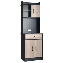 Buffet de cuisine - HELLOSHOP26 - 60 x 40 x 180 cm - 3 tiroirs - Noir - MDF et bois durable