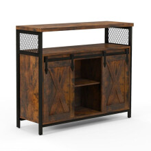 Buffet - HELLOSHOP26 - 100x33x80 cm - Bois d'ingénierie - Métal - Étagères réglables