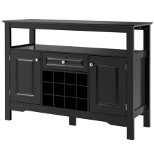 Buffet de cuisine - HELLOSHOP26 - 117x40,5x82,5 cm - MDF Noir - Espace de rangement intelligent - Design moderne