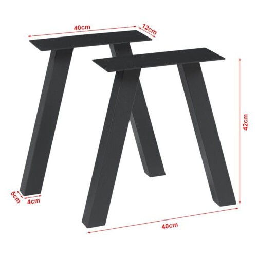 Pieds de table - HELLOSHOP26 - Lot de 2 - Acier laqué - 42 x 40 cm - Design moderne 1