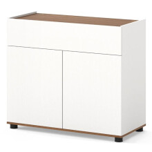 Buffet - HELLOSHOP26 - 80x35x70 cm - Blanc - 2 portes - 1 tiroir
