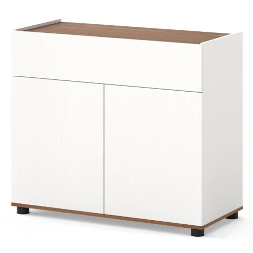 Buffet - HELLOSHOP26 - 80x35x70 cm - Blanc - 2 portes - 1 tiroir