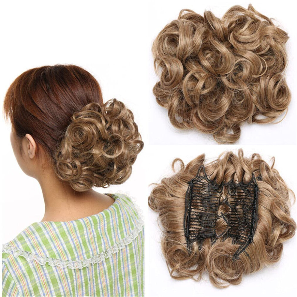 Unisex Hair Bun Extension Afro Curly Chignon Hairpiece With Combs, Instant Volume Boost, Easy Secure Fit