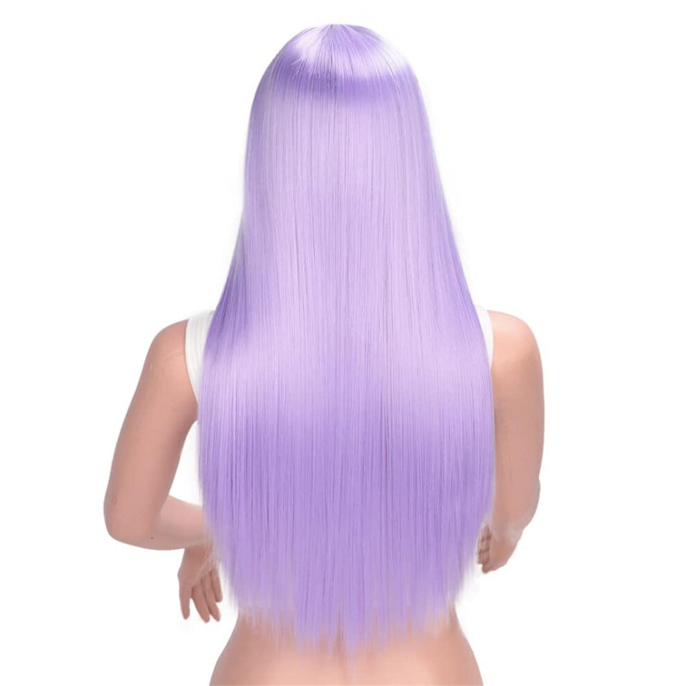 Purple Ponytail Extension 24 Inch Clip In Long Straight Heat Resistant Synthetic Purple Wig