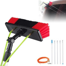 Water Fed Pole Window Cleaning Kit with 30cm Brush, Telescopic Aluminum Solar Panel Cleaning Brush for  Windows
