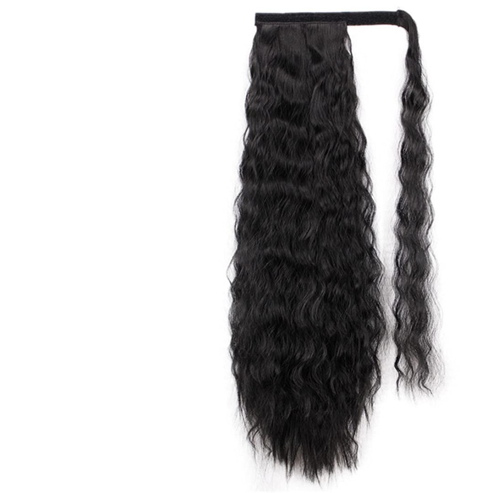 Unisex 22 Inch Wavy Clip In Ponytail Hair Extensions Synthetic Wrap Around Hairpiece For Women