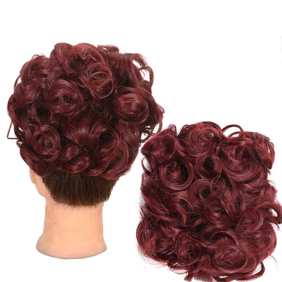 Unisex Messy Bun Hairpiece Synthetic Curly Hair Bun Extension For Women With Instant Volume Boost 99J