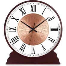 Solid Wood Mantel Clock with Silent Quartz Movement, Easy Read Dial, Battery Operated Vintage Desk Clock with Chimes for Living Room or Office