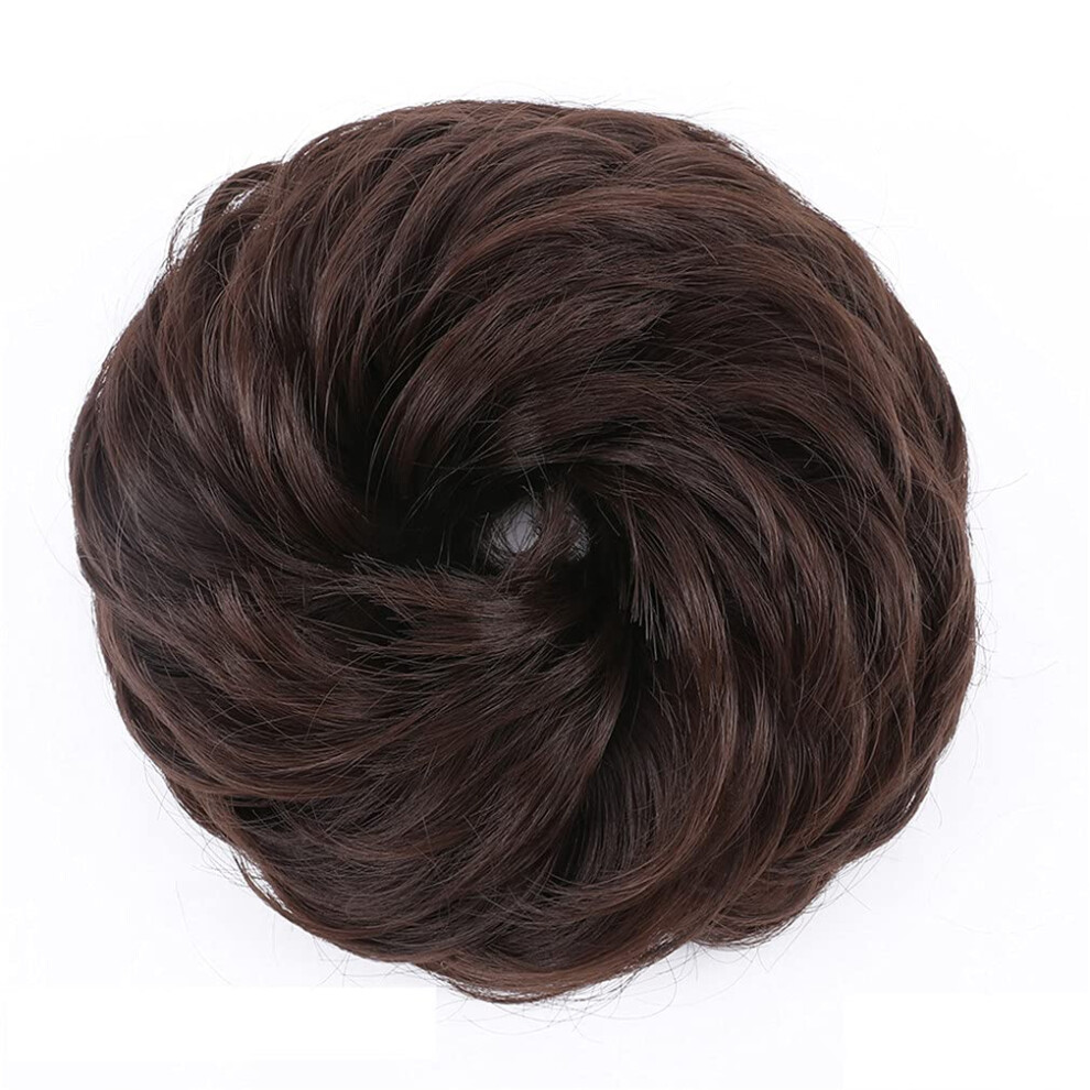 Unisex Curly Hair Bun Extension Synthetic Chignon Hairpiece With Elastic For Instant Volume M4 Upgrade