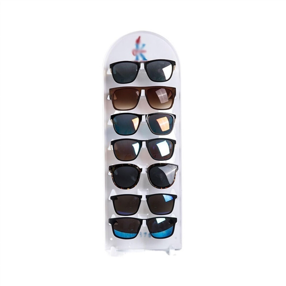 Eyeglass Display Stand for 7 Pairs Sunglasses Organizer Rack with Secure Grooves Acrylic Countertop Design